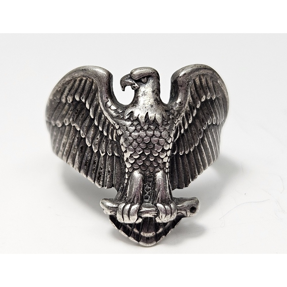 Navajo Sterling Silver 3D Large Bald Eagle Band Ring Sz 11.75 12g Patriotic 925